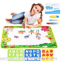 Zutan Large Aqua Doodle Mat Water Drawing Pad with 3 Pens 1 Sheet of Shapes 2 Alphabet Stencils & 1 Drawing Book – Perfect Educational Toy Gift for Birthdays & Christmas 29 x 19 Inches Doodle Mat B07BCX54LJ
